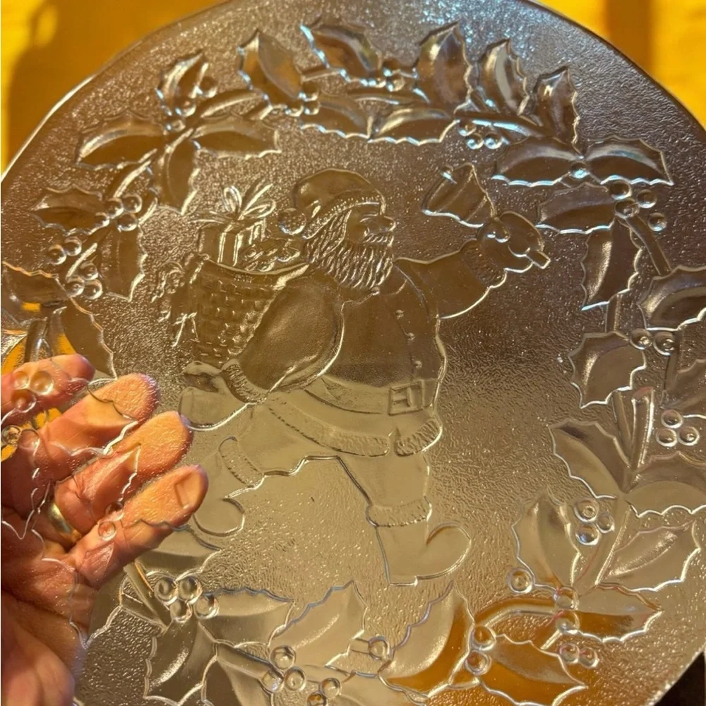 Clear Glass Santa Plate
